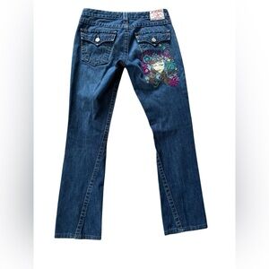True Religion Jeans Womens 29 Joey Miss Groovy Flare Embroidered EUC